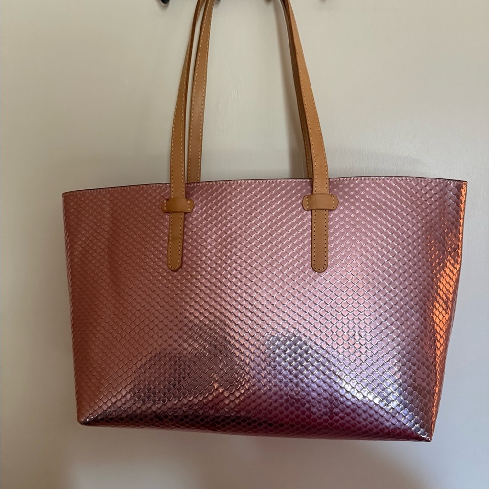 Consuela Pink and Tan Metallic Tote Bag
